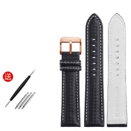 Genuine Leather Bracelet Carbon Fiber Grain Watchband 18mm 20mm Red Orange Stitching Watch Band 21mm 22mm 23mm 24mm Watch Strap