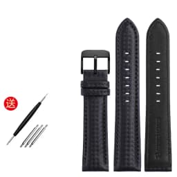 Genuine Leather Bracelet Carbon Fiber Grain Watchband 18mm 20mm Red Orange Stitching Watch Band 21mm 22mm 23mm 24mm Watch Strap