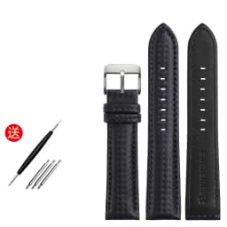 Genuine Leather Bracelet Carbon Fiber Grain Watchband 18mm 20mm Red Orange Stitching Watch Band 21mm 22mm 23mm 24mm Watch Strap