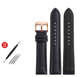 Genuine Leather Bracelet Carbon Fiber Grain Watchband 18mm 20mm Red Orange Stitching Watch Band 21mm 22mm 23mm 24mm Watch Strap