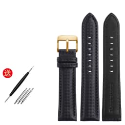 Genuine Leather Bracelet Carbon Fiber Grain Watchband 18mm 20mm Red Orange Stitching Watch Band 21mm 22mm 23mm 24mm Watch Strap