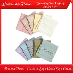 100pcs Custom Logo Name Size Microfiber Gift Bags 8X8cm Jewelry Organizer Earrings Pouch Wedding Favor Candy Bag Small Business