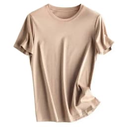 Summer 6% Mulberry Silk Cotton T-shirts Women Loose Round Neck Short Sleeve Luxury Tee Solid Color Basic Tops
