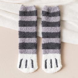 Autumn Winter Coral Velvet Socks Cute Cat Claw Socks For Women Children Girls Middle Tube Thickened Sleep Socks Home Floor Socks