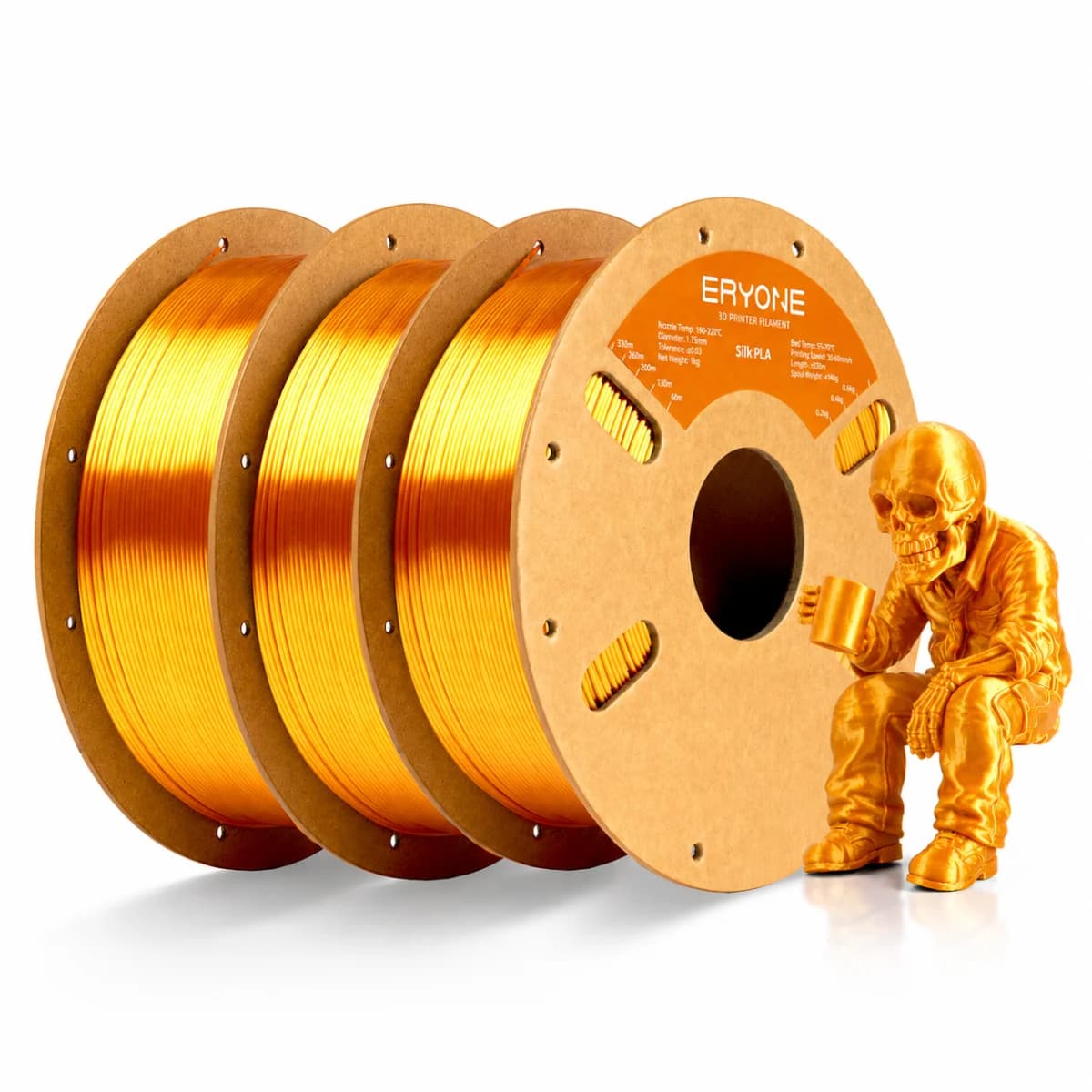 ERYONE 3KG Silk PLA Filament 1.75mm No Bubble Vacuum Biodegradable Fast Shipping Overseas Warehouse 1KG(2.2LBS)/spool