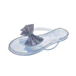 2024 Spring/Summer New Large Size Flip Flops Women Bow Knot Rhinestones Outdoor Leisure Beach Flat Home Sandals/Slippers