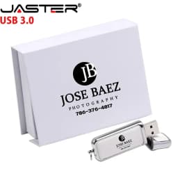 JASTER USB 3.0 Flash Drive 128GB Square Leather with BOX Free custom logo Pen drive 32GB 64GB Memory stick Creative gift U disk