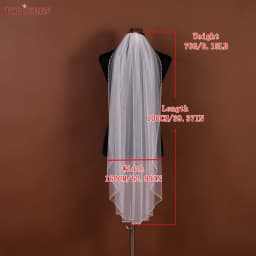 TOPQUEEN V107 Long Bridal Veils Crystal Beaded Wedding Veil With Crystal Edge 1 Tier Super Soft Bride To Be Veil Short