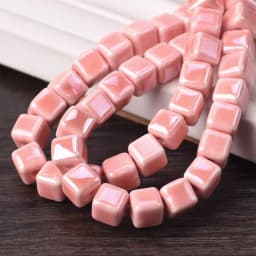 20pcs 6mm 8mm 10mm Cube Shape Shiny Glazed Ceramic Porcelain Loose Beads Lot For Jewelry Making DIY Crafts