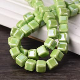 20pcs 6mm 8mm 10mm Cube Shape Shiny Glazed Ceramic Porcelain Loose Beads Lot For Jewelry Making DIY Crafts