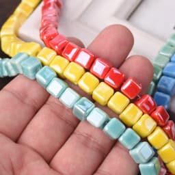 20pcs 6mm 8mm 10mm Cube Shape Shiny Glazed Ceramic Porcelain Loose Beads Lot For Jewelry Making DIY Crafts