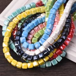 20pcs 6mm 8mm 10mm Cube Shape Shiny Glazed Ceramic Porcelain Loose Beads Lot For Jewelry Making DIY Crafts