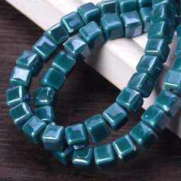 20pcs 6mm 8mm 10mm Cube Shape Shiny Glazed Ceramic Porcelain Loose Beads Lot For Jewelry Making DIY Crafts