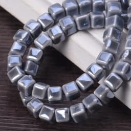 20pcs 6mm 8mm 10mm Cube Shape Shiny Glazed Ceramic Porcelain Loose Beads Lot For Jewelry Making DIY Crafts