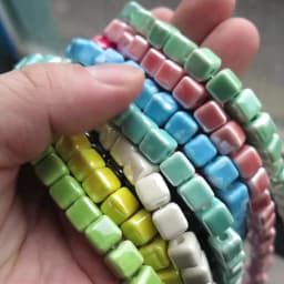 20pcs 6mm 8mm 10mm Cube Shape Shiny Glazed Ceramic Porcelain Loose Beads Lot For Jewelry Making DIY Crafts