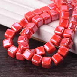 20pcs 6mm 8mm 10mm Cube Shape Shiny Glazed Ceramic Porcelain Loose Beads Lot For Jewelry Making DIY Crafts