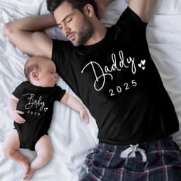 Funny Baby Daddy 2025 Family Matching Clothing Simple Pregnancy Announcement Family Look T Shirt Baby Dad Matching Clothes
