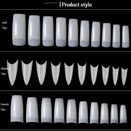 500pcs Half Cover False Nails Press on Nails Tips Clear Acrylic Nails 10 Sizes for Nail Salons and DIY Nail Art A-08