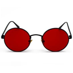 Kachawoo Women Sunglasses with Red Lenses Round Metal Frame Vintage Retro Glasses Sun for Men Unisex Birthday Gifts