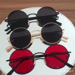 Kachawoo Women Sunglasses with Red Lenses Round Metal Frame Vintage Retro Glasses Sun for Men Unisex Birthday Gifts