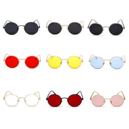 Kachawoo Women Sunglasses with Red Lenses Round Metal Frame Vintage Retro Glasses Sun for Men Unisex Birthday Gifts