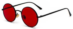 Kachawoo Women Sunglasses with Red Lenses Round Metal Frame Vintage Retro Glasses Sun for Men Unisex Birthday Gifts