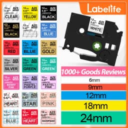 6/9/12/18/24mm TZ-White Label Lamination Ribbon TZE231 TZE241 TZE251 TZE221 Compatible for Brother Label Printer PT-H100 PTD600