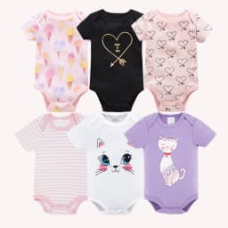 Kavkas Baby Girls Bodysuits 6/3 pcs/lot Summer Cotton Baby Clothes Short Sleeve Newborn body bebe 0-3 months Infant Clothing