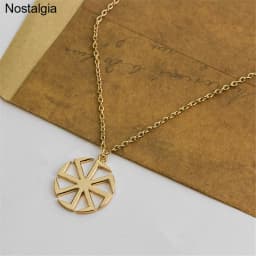 Nostalgia Slavic Kolovrat Pendant Wheel Amulet Pagan Wicca Jewelry Necklace Russian Talisman