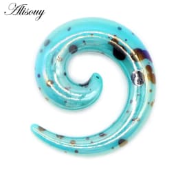 Alisouy 2pcs 1.2-20mm Acrylic Spiral Ear Gauges Fake Ear Tapers Stretching Plugs Tunnel Expanders Earlobe Body Piercing Jewelry