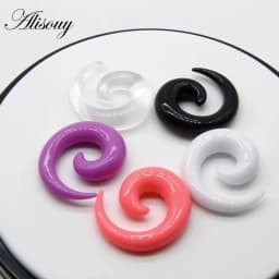 Alisouy 2pcs 1.2-20mm Acrylic Spiral Ear Gauges Fake Ear Tapers Stretching Plugs Tunnel Expanders Earlobe Body Piercing Jewelry