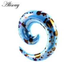 Alisouy 2pcs 1.2-20mm Acrylic Spiral Ear Gauges Fake Ear Tapers Stretching Plugs Tunnel Expanders Earlobe Body Piercing Jewelry