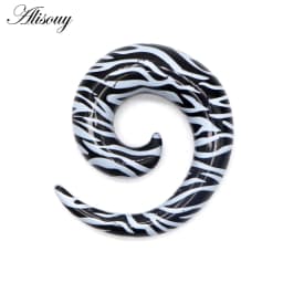 Alisouy 2pcs 1.2-20mm Acrylic Spiral Ear Gauges Fake Ear Tapers Stretching Plugs Tunnel Expanders Earlobe Body Piercing Jewelry