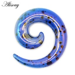 Alisouy 2pcs 1.2-20mm Acrylic Spiral Ear Gauges Fake Ear Tapers Stretching Plugs Tunnel Expanders Earlobe Body Piercing Jewelry