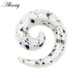 Alisouy 2pcs 1.2-20mm Acrylic Spiral Ear Gauges Fake Ear Tapers Stretching Plugs Tunnel Expanders Earlobe Body Piercing Jewelry