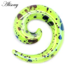Alisouy 2pcs 1.2-20mm Acrylic Spiral Ear Gauges Fake Ear Tapers Stretching Plugs Tunnel Expanders Earlobe Body Piercing Jewelry