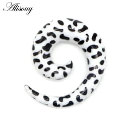 Alisouy 2pcs 1.2-20mm Acrylic Spiral Ear Gauges Fake Ear Tapers Stretching Plugs Tunnel Expanders Earlobe Body Piercing Jewelry