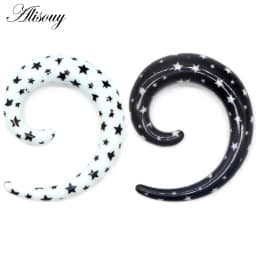 Alisouy 2pcs 1.2-20mm Acrylic Spiral Ear Gauges Fake Ear Tapers Stretching Plugs Tunnel Expanders Earlobe Body Piercing Jewelry