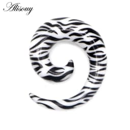 Alisouy 2pcs 1.2-20mm Acrylic Spiral Ear Gauges Fake Ear Tapers Stretching Plugs Tunnel Expanders Earlobe Body Piercing Jewelry