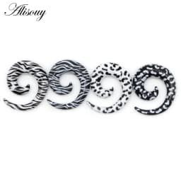 Alisouy 2pcs 1.2-20mm Acrylic Spiral Ear Gauges Fake Ear Tapers Stretching Plugs Tunnel Expanders Earlobe Body Piercing Jewelry