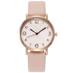 New Simple Vintage Digital Face Leather Belt Woman Watch Round Leisure Student Quartz Watchs Wear Matching Women's Wristwatch