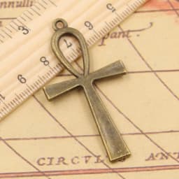 10pcs Charms Cross Egyptian Ankh Life Symbol 52x28mm Tibetan Bronze Silver Color Pendants Antique Gold Making DIY Handmade Craft