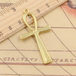 10pcs Charms Cross Egyptian Ankh Life Symbol 52x28mm Tibetan Bronze Silver Color Pendants Antique Gold Making DIY Handmade Craft