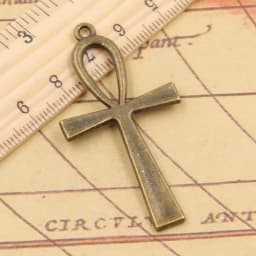10pcs Charms Cross Egyptian Ankh Life Symbol 52x28mm Tibetan Bronze Silver Color Pendants Antique Gold Making DIY Handmade Craft