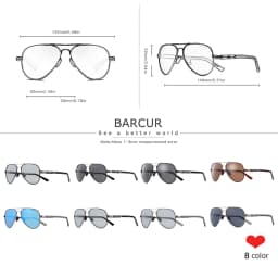 BARCUR Polarized Mens Sunglasses Pilot Sun Glasses for Men accessories Driving Fishing Hiking Eyewear Oculos Gafas De Sol