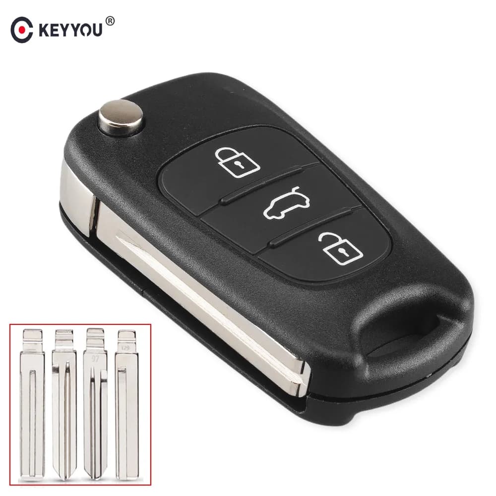 KEYYOU Replacement Remote Car Key Shell 3BT Flip Folding Key Case For Kia K2 K5 Rio 3 Picanto Ceed Cerato Sportage For Hyundai