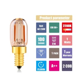 GANRILAND LED Candle Bulbs E12 E14 Dimmable C7 T22G 1W Decorative Light 110V US 220V EU Warm White Ampoule Lamp for Decor