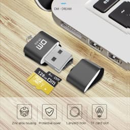 DM CR015 MicroSD Card Reader with TF Card Slot Become USB Flash Drive for Computer or for Car USB Adapter