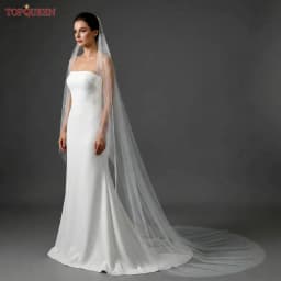 TOPQUEEN Pearls Bridal Veils with Comb Wedding Veil 1 Tier 3 Meter Luxury Long Wedding Veil Bridal Hair Accessories Wedding V180
