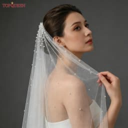 TOPQUEEN Pearls Bridal Veils with Comb Wedding Veil 1 Tier 3 Meter Luxury Long Wedding Veil Bridal Hair Accessories Wedding V180